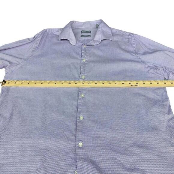 Michael Kors Mens Purple Micro Check Slim Fit Long Sleeve Button Up Shirt L - Picture 8 of 9